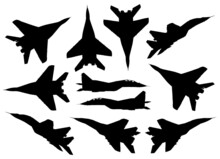 Mikoyan Mig-29 Fighter Aircraft Silhouette Set