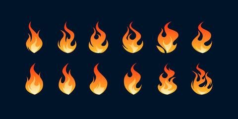 Wall Mural - simple vector flame icons in flat style