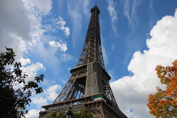 Wall Mural - eiffel tower in clouds beautiful view of eiffel tower in paris france