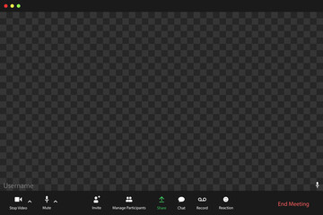 Template video conference user interface, video conference calls window overlay.