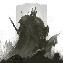 The Dead King Has Risen From The Grave To Protect The Kingdom. Knight Dead Man Illustration Sketch.