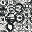 Nairobi, Kenya Stamps Background. A City Stamp Vector Art. Set of Postal Passport Travel. Design Set Pattern.