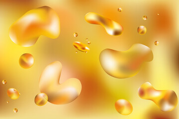 Canvas Print - blurry abstract background in shades of yellow with bubbles