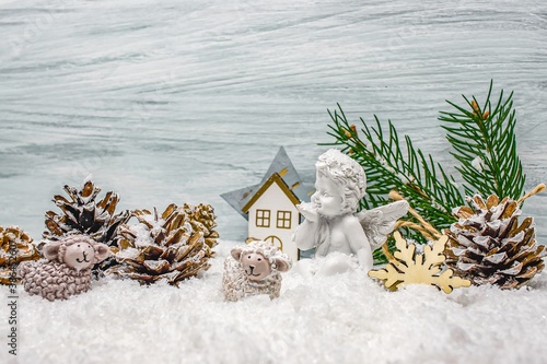 Fotomural Christmas background with an angel , innocent person