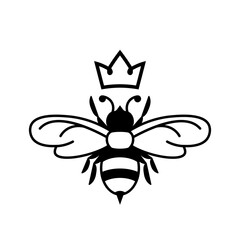 Wall Mural - Queen bee glyph icon. Clipart image isolated on white background.