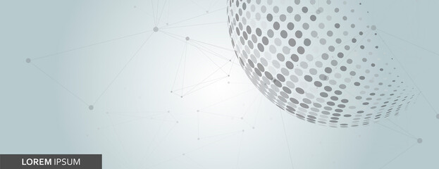 Poster - Halftone circle. Vector planet symbol. Abstract dotted globe illustration on white background