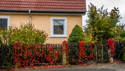 Sticker - Herbstliche Blätter am Lattenzaun