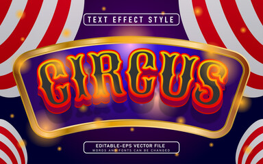 Circus festival event text effect. 3d red classic party style font.