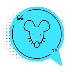 Poster - Black line Experimental mouse icon isolated on white background. Blue speech bubble symbol. Vector.