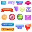 © nsit0108 - Free trial version icons set. Cartoon set of free trial version vector icons for web design