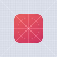 Wall Mural - Superellips app ios template. Red ui button sign with rounded design smartphone.