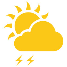 


A Sun Emerging From Back Of Cloud With The Thunder Sign Depicting Storm Sun 
