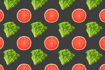 Poster - Pattern of fresh vegetables isolated on creative colored texture