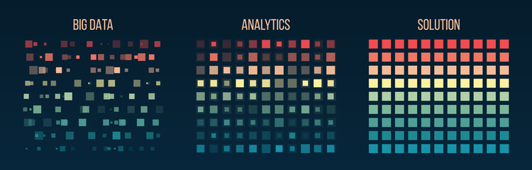 Big data visualization. Information analytics concept. Abstract stream information. Filtering machine algorithms. Sorting binary code. Vector technology background.