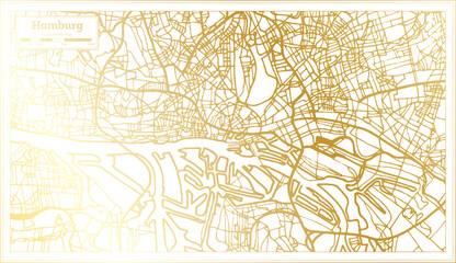 Wall Mural - Hamburg Germany City Map in Retro Style in Golden Color. Outline Map.