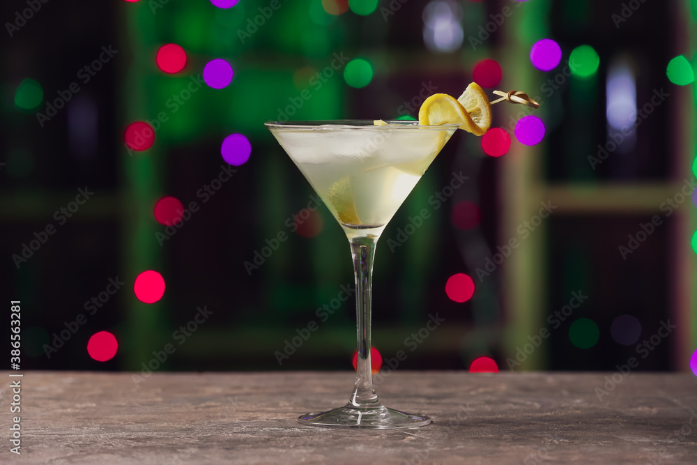 Glass of fresh martini in pub