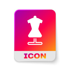 Sticker - White Mannequin icon isolated on white background. Tailor dummy. Rectangle color button. Vector.