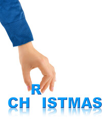 Sticker - Hand and word Christmas