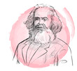 hand drawn portrait of karl marx . sketch style vector