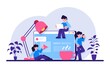 © shendart - Communication via the Internet, social networking, chat, video, news, messages. Collaboration and communication, corporate and cooperative business concept. Modern flat illustration.