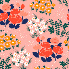 Floral abstract seamless pattern. Vector design for different surfases.