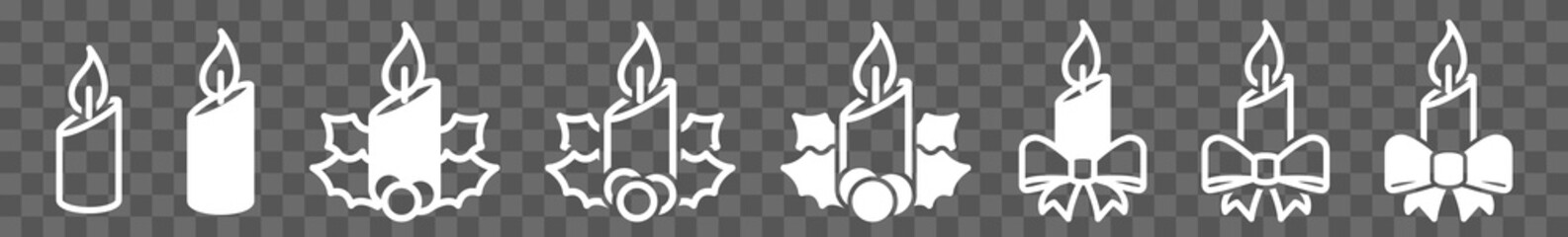 Wall Mural - candle christmas icon set white | x-mas candle icons illustration set | xmas candles vector isolated