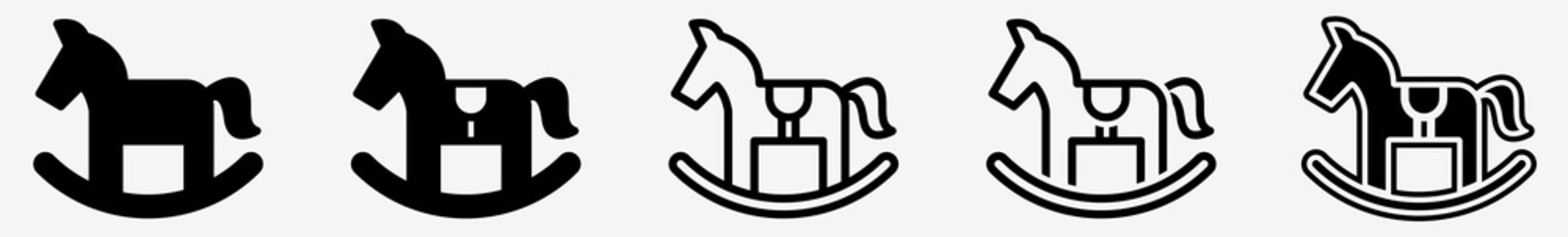 Wall Mural - rocking horse icon set | rocking horse vector illustration set | wooden rocking horse icons isolated
