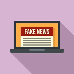 Sticker - Laptop fake news icon. Flat illustration of laptop fake news vector icon for web design