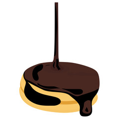 Poster - 
A cookie icon in chocolate and vanilla flavor cream topping 
