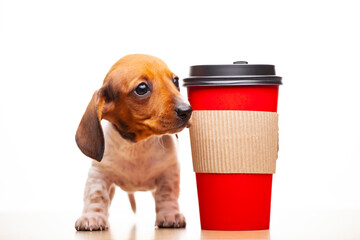 image of dog cup white background 