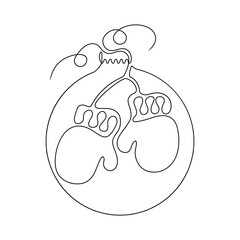 Wall Mural - Christmas decoration ball with mittens pattern, continuous line. Vector illustration, isolated on white background.