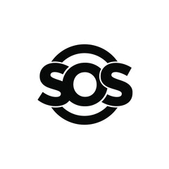 sos black with circle  logo icon design vector