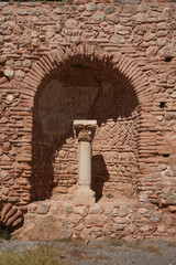 Detail of ruins in Delphi, Greece. Delphi is ancient sanctuary that grew rich as seat of oracle that was consulted on important decisions throughout ancient classical world. UNESCO World heritage