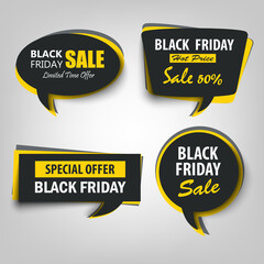 Wall Mural - Black friday sale tags stikers in shape of dialog bubble