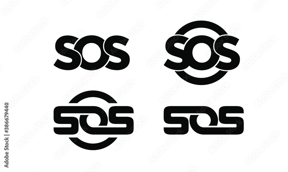 Sos Text Logo set collection sos black with circle logo icon design vector Stock ...
