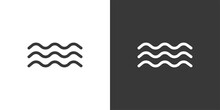 Waves On The Sea. Isolated Icon On Black And White Background. Weather Vector Illustration