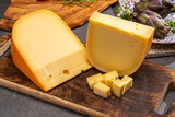 Fototapeta  - Cheese collection, Dutch ripe hard cheeses made from cow milk in the Netherlands