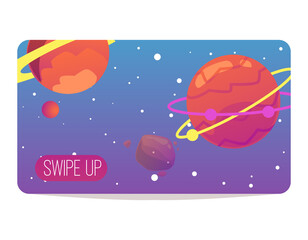 Wall Mural - Game screensaver outer space background with planets, flat vector illustration.
