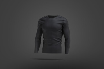 Blank black longsleeve t-shirt mockup, dark background