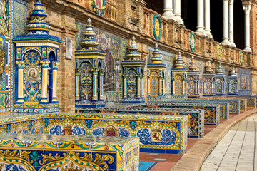 Plaza de Espana, Spanish square in the centre of Seville, Andalusia, Spain.