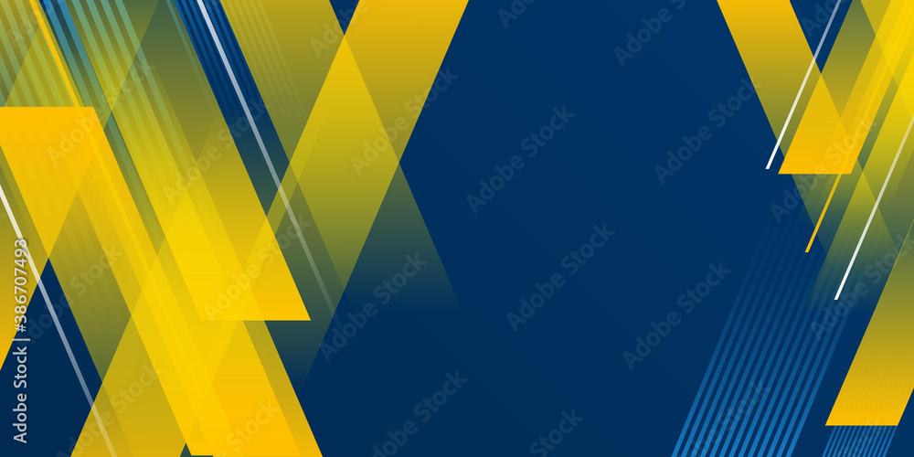 Blue yellow abstract background with light lines and geometric diagonal ...