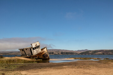 Point Reyes shipwreck, an abandoned boat in Inverness California, Point Reyes National Seashore