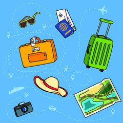 Wall Mural - Vector vintage illustration. Tourism and travel
