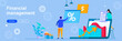 © alexdndz - Financial management landing page with people characters. Financial analysis and calculating banner. Capital investment vector illustration. Flat concept great for social media promotional materials.