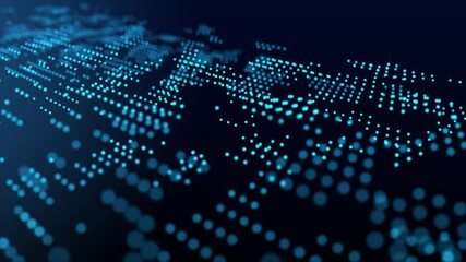 Blue futuristic stream Data Communication flying, digital technologic animation