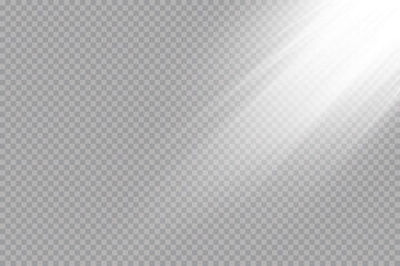 Wall Mural - sunlight on a transparent background. glow light effects. star flashed sequins. sun glare on transpa