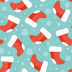 Wall Mural - seamless pattern with christmas socks. christmas pattern. vecto