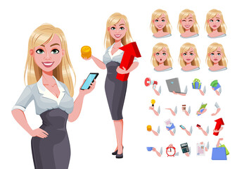 Beautiful businesswoman cartoon character.