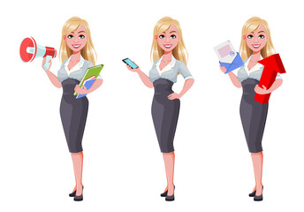 Canvas Print - Beautiful businesswoman cartoon character.