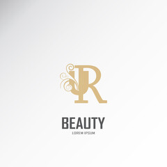 the initials ur, ru logo is gold, inspired by the logo of luxury combined with curved signature lines.